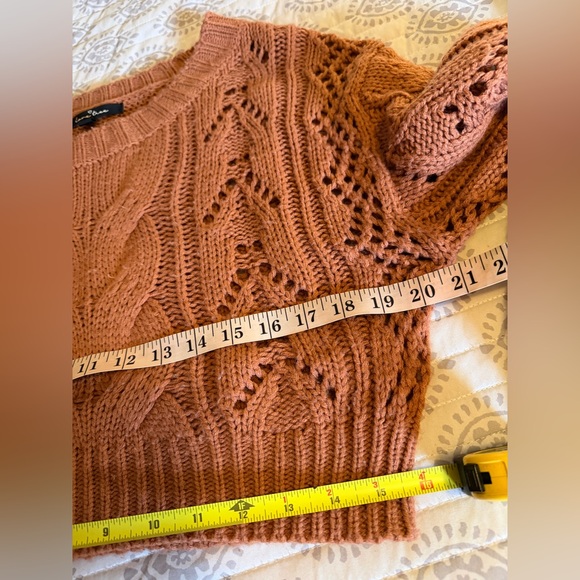 Love Tree Womens Oversized Cropped Orange Rust Knit Sweater W Balloon Sleeves S - Picture 9 of 12